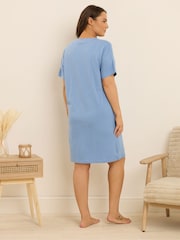 Yours Curve Blue Breakfast Club Nightie - Image 3 of 5