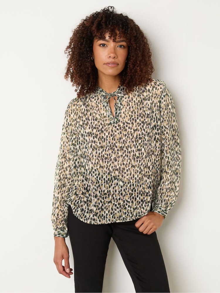 M&Co Animal Chiffon Notch Neck Blouse - Image 1 of 5 M&Co Animal Chiffon Notch Neck Blouse - Image 1 of 5