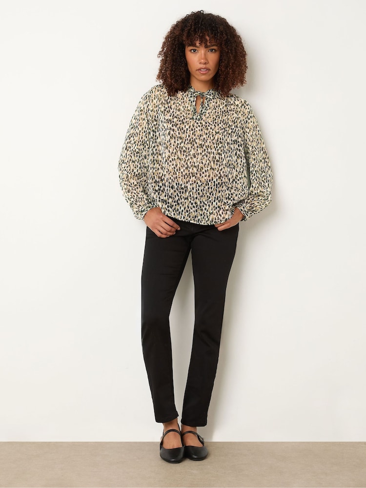 M&Co Animal Chiffon Notch Neck Blouse - Image 2 of 5 M&Co Animal Chiffon Notch Neck Blouse - Image 2 of 5