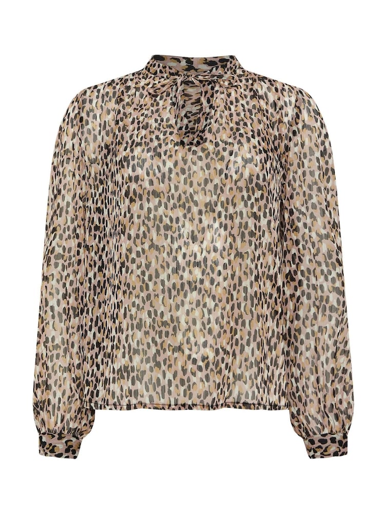 M&Co Animal Chiffon Notch Neck Blouse - Image 5 of 5 M&Co Animal Chiffon Notch Neck Blouse - Image 5 of 5
