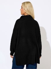 Yours Curve Charcoal Black Quater Zip Jumper - Image 2 of 5
