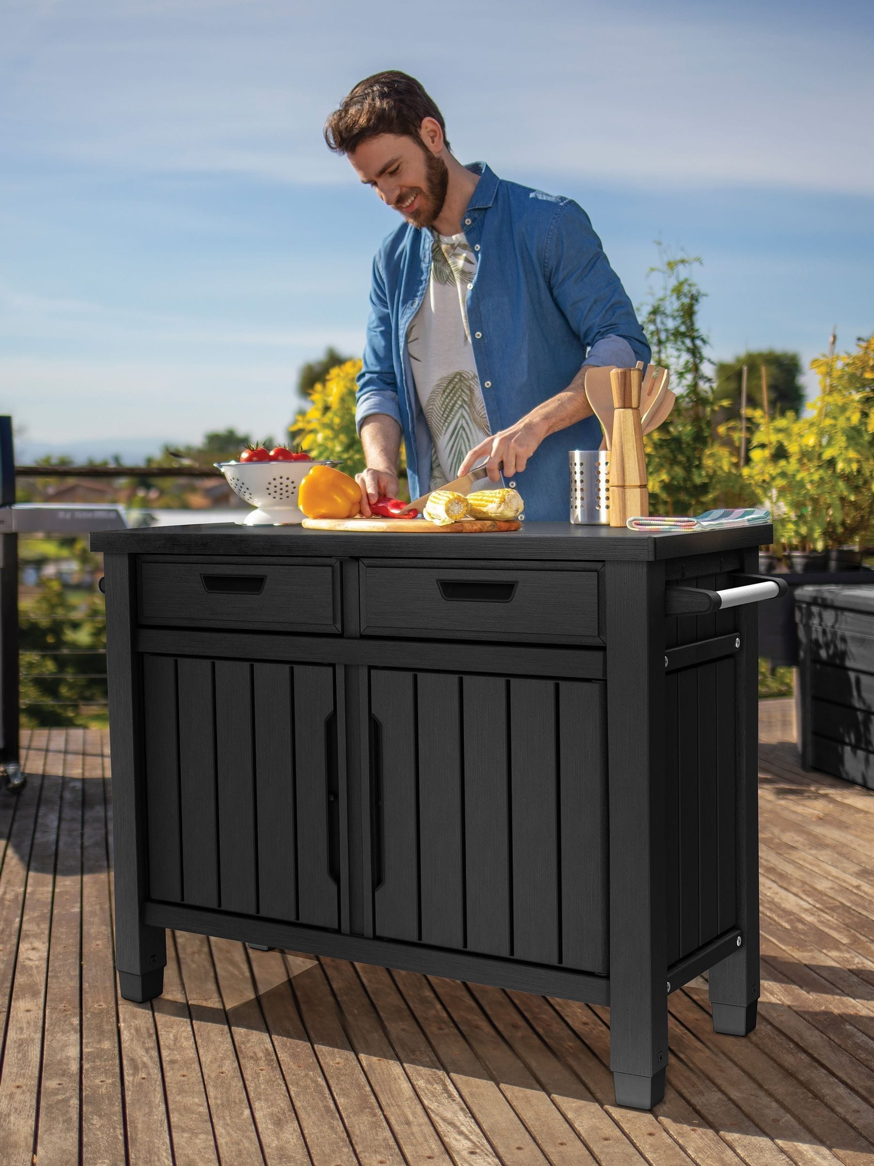 Keter Unisex Brown Outdoor Buffet Storage Cabinet