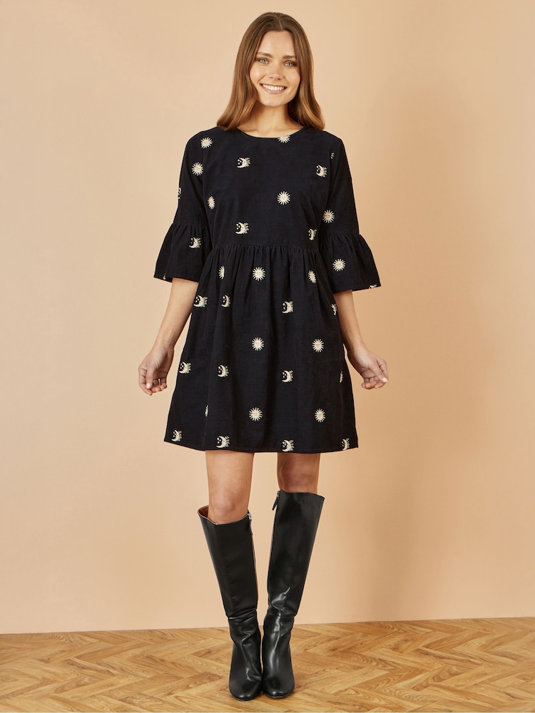 Yumi Black Cosmic Embroidery Cord Tunic Dress - Image 2 of 4 Yumi Black Cosmic Embroidery Cord Tunic Dress - Image 2 of 4
