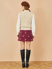 Yumi Red Corduroy Embroidered Squirrel Mini Skirt - Image 2 of 3