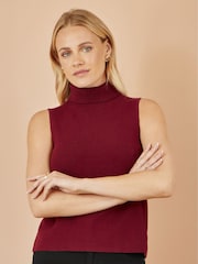 Yumi Red Knitted Roll Neck Sleeveless Jumper - Image 3 of 4
