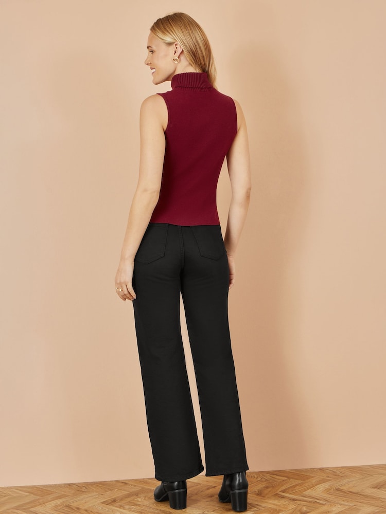 Yumi Red Knitted Roll Neck Sleeveless Jumper - Image 4 of 4