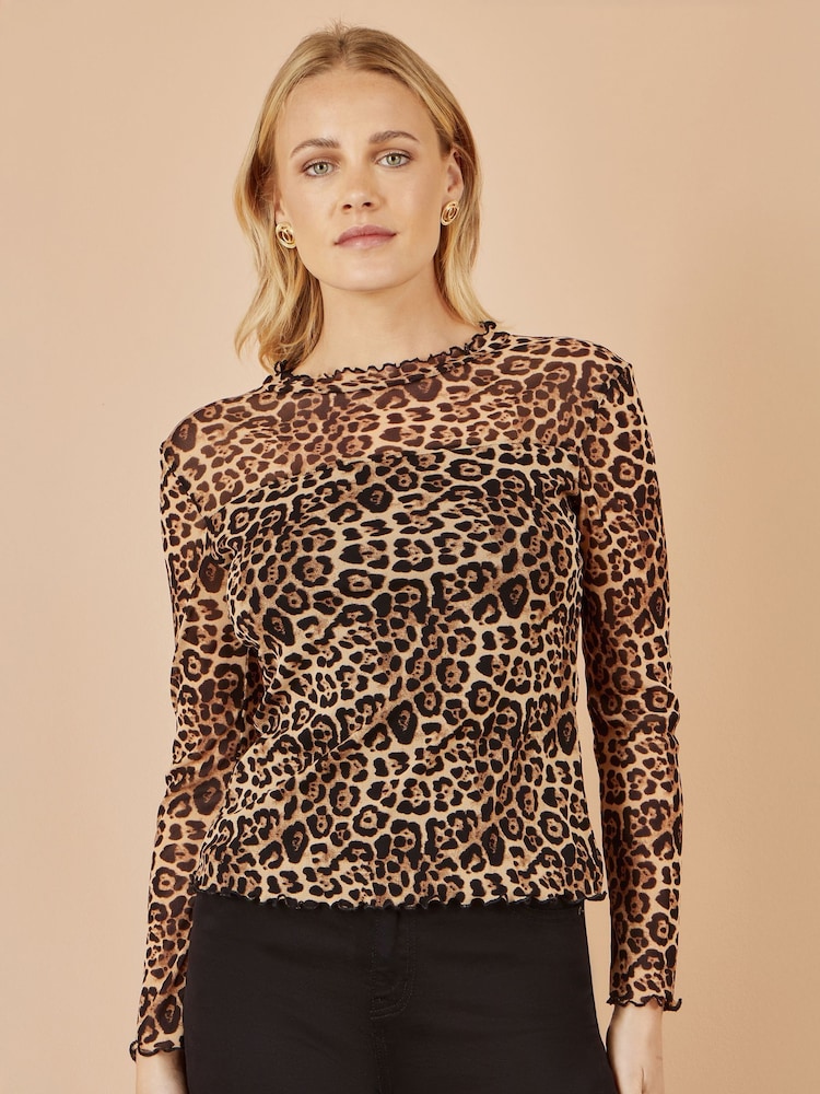 Blusa justa Yumi com print de leopardo em malha Stretch - Imagem 1 de 1