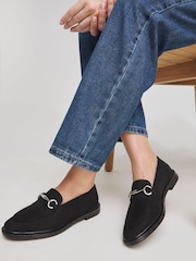 JD Williams Black Extra Wide Fit Snaffle Trim Loafers - Image 1 of 4