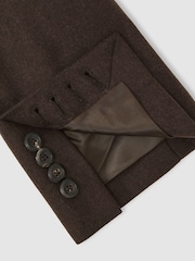 Reiss Chocolate Brown Carson Flannel Slim-Fit Single-Breasted Blazer with Wool - Image 7 of 8