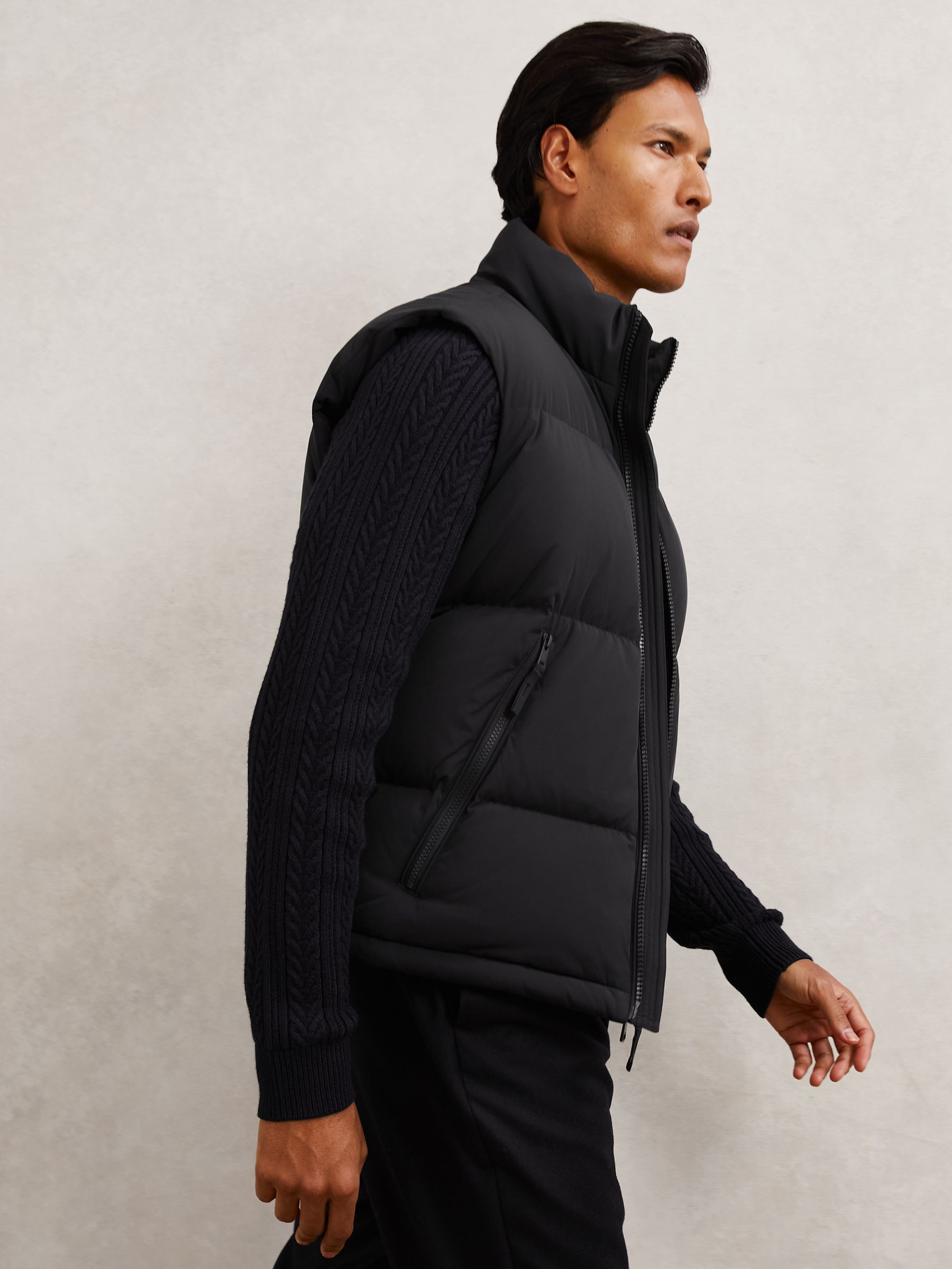 Buy Reiss Navy Saturn Quilted Zip-Through Puffer Gilet from the