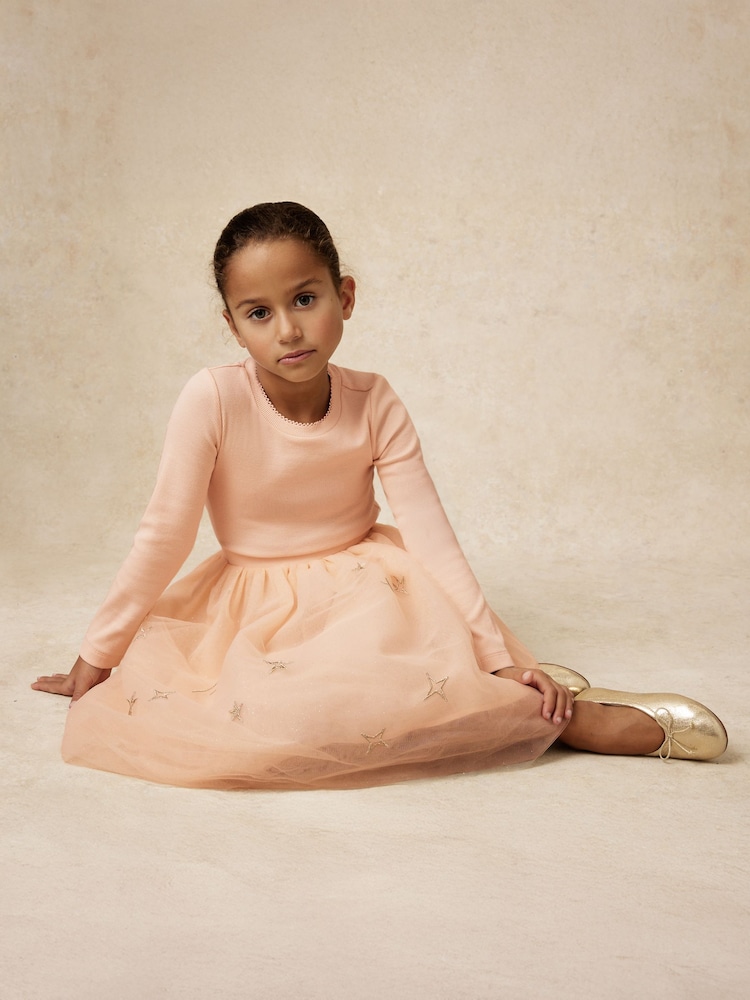 Reiss Pink Mari 9-13 yrs Star-Embroidery Tulle Dress - Image 1 of 6 Reiss Pink Mari 9-13 yrs Star-Embroidery Tulle Dress - Image 1 of 6