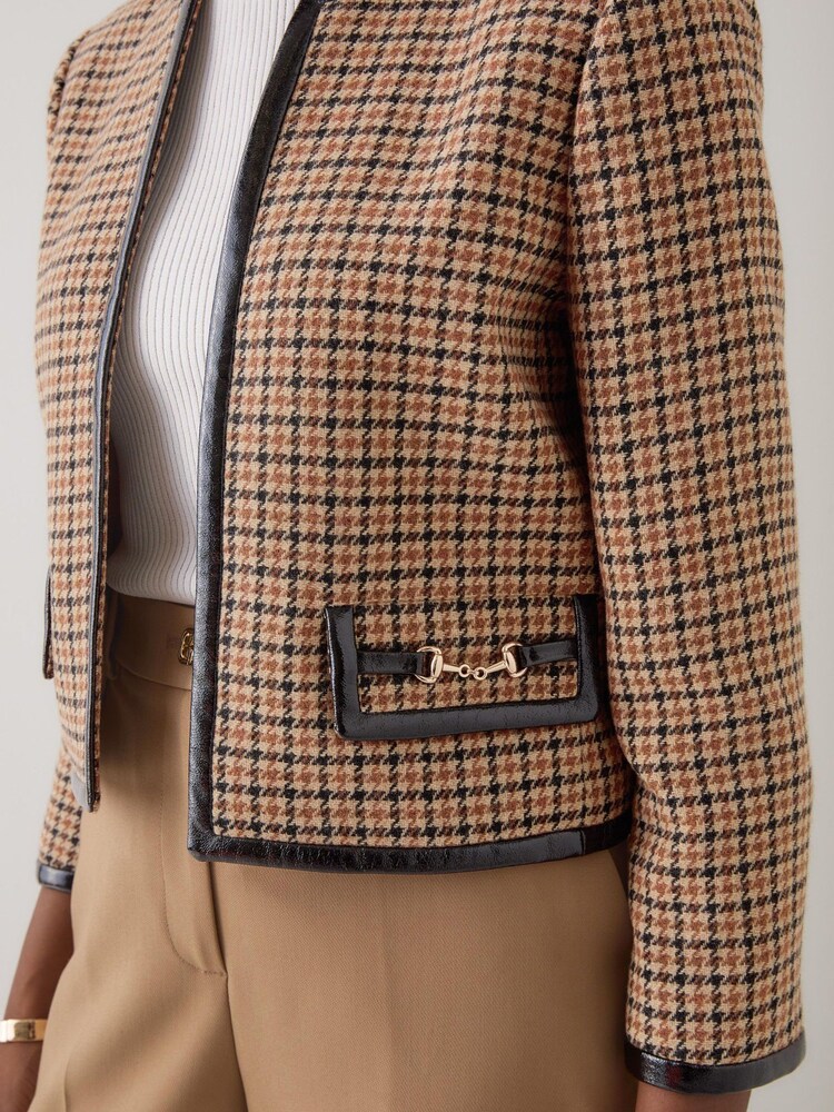 LK Bennett Brown Zisou Check Print Mini Check Jacket - Image 3 of 3