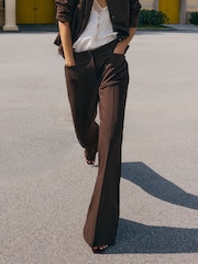 Friends Like These Chocolate Brown Tailored Flare Trousers - Image 2 of 4