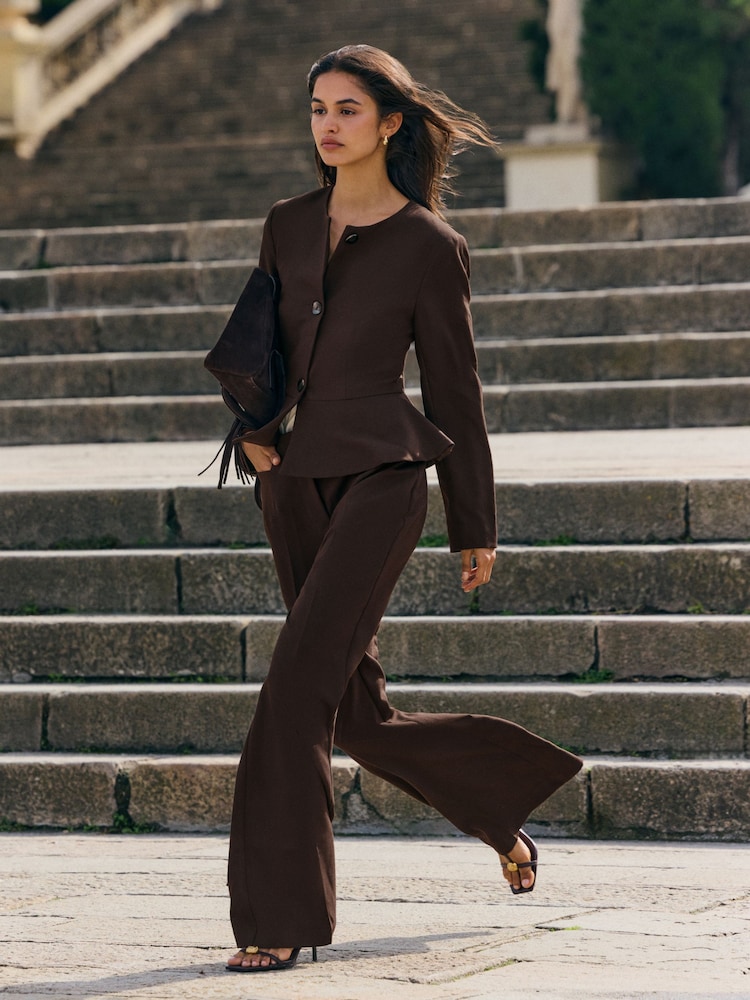 Womens Friends Like These Chocolate Brown Tailored Flare Trousers US 16