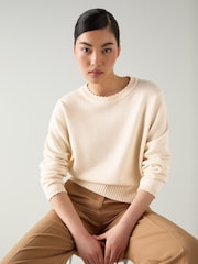 LK Bennett Cream Sandy Plain Cotton Relaxed Sweater - Image 1 of 4