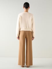 LK Bennett Cream Sandy Plain Cotton Relaxed Sweater - Image 2 of 4