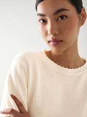 LK Bennett Cream Sandy Plain Cotton Relaxed Sweater - Image 3 of 4