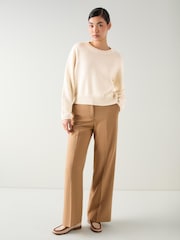 LK Bennett Cream Sandy Plain Cotton Relaxed Sweater - Image 4 of 4
