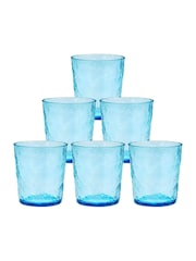 Bayside Set of 6 Blue Lulworth Acrylic Hammered Tumbler Glasses 360ml - Image 1 of 3
