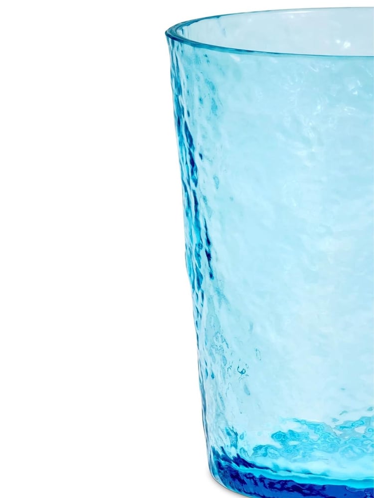 Bayside Set of 6 Blue Lulworth Acrylic Hammered Tumbler Glasses 360ml - Image 3 of 3