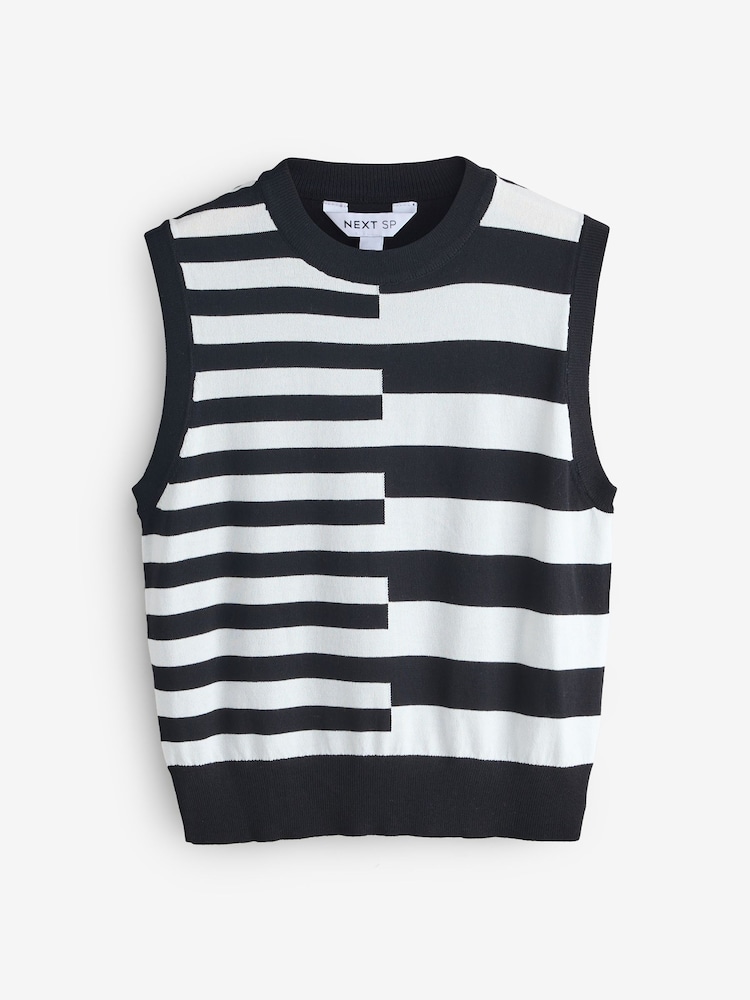 Black Tank Sleeveless Crew Stripe Jumper - Image 1 of 1