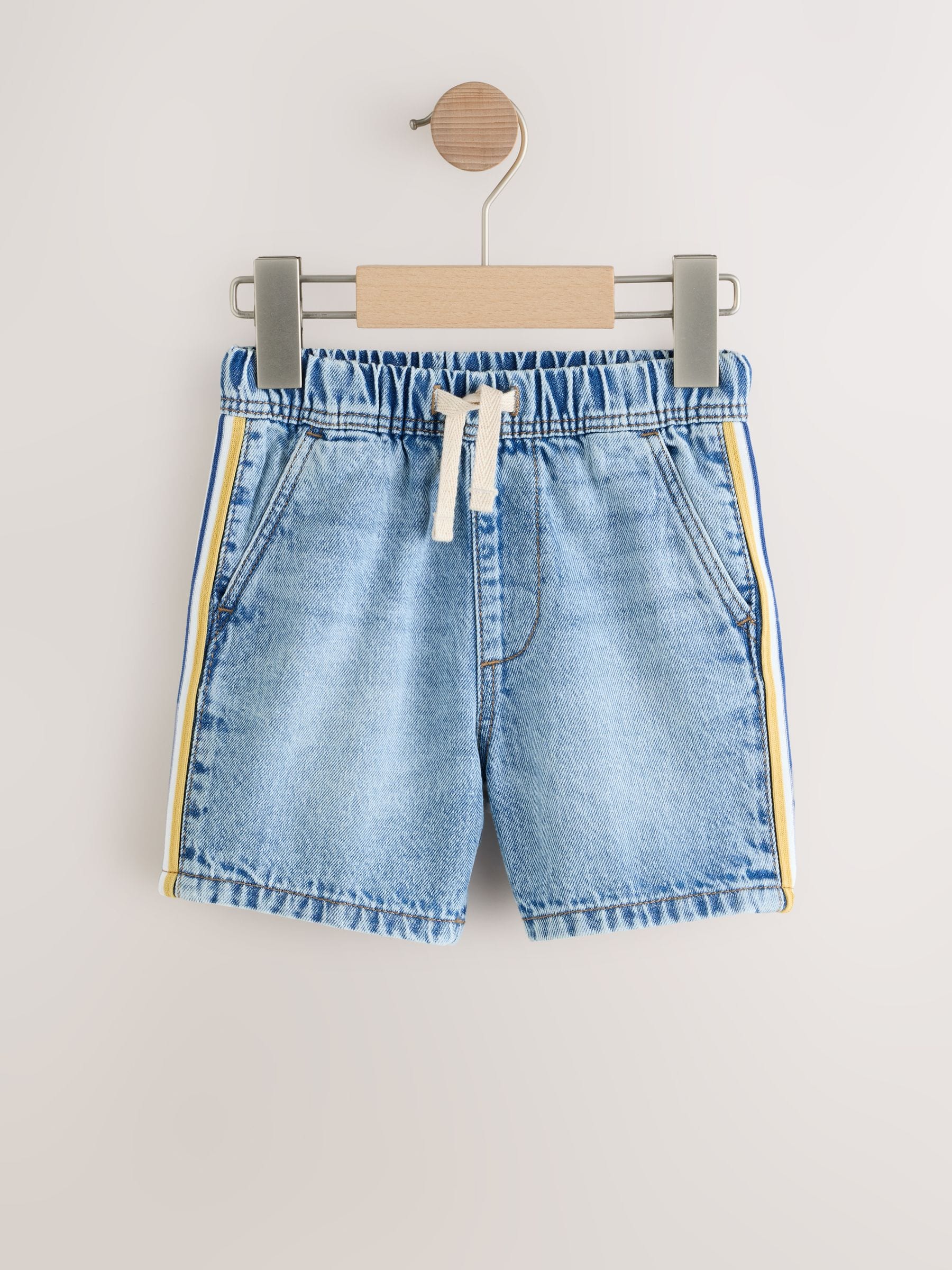 Buy Blue Side Stripe Pull On Loose Denim Shorts (3mths-7yrs) from
