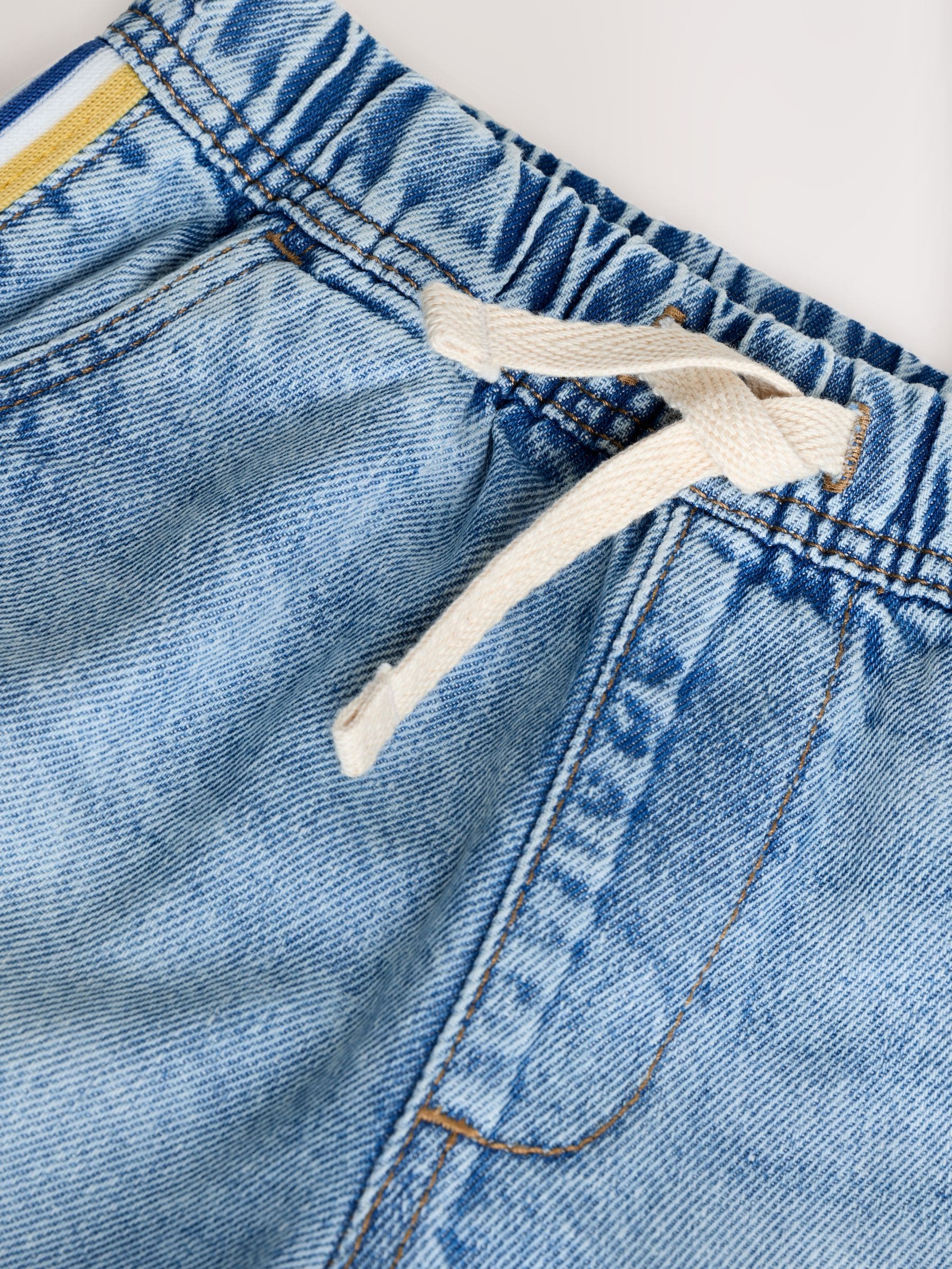 Buy Blue Side Stripe Pull On Loose Denim Shorts (3mths-7yrs) from