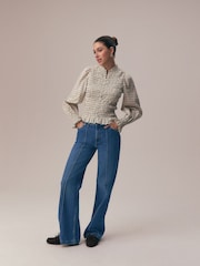 Mid Blue Seam Front Wide Leg Jeans - Image 2 of 8
