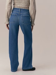 Mid Blue Seam Front Wide Leg Jeans - Image 4 of 8