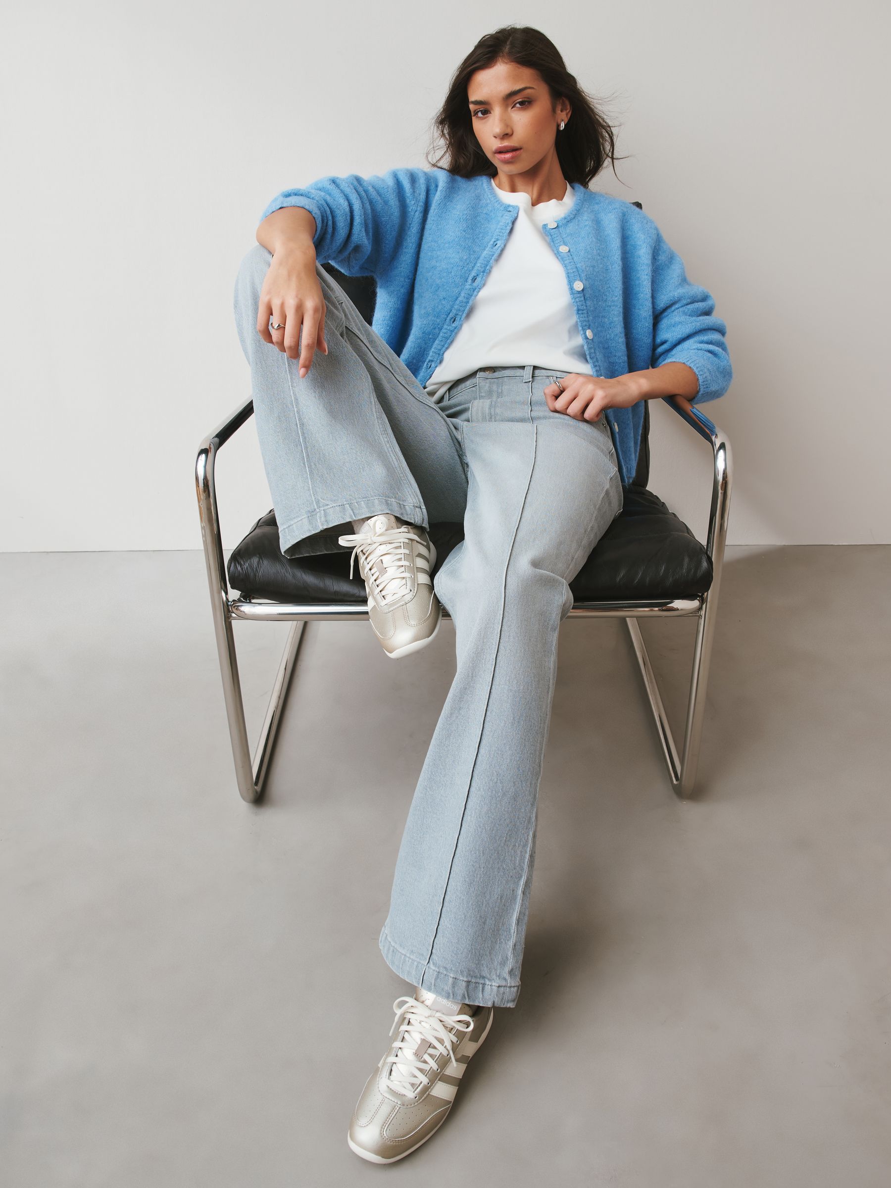 Buy Grey Seam Front Wide Leg Jeans from the Next UK online shop