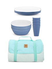 Bayside 12 Piece Blue Pool Picnic Dinner Set - Image 1 of 4