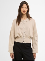 Barbour® International Natural Gigi Knitted Bomber Jacket - Image 1 of 7