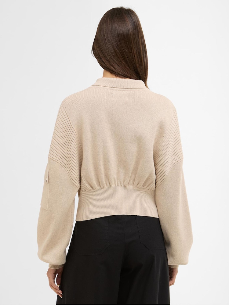 Barbour® International Natural Gigi Knitted Bomber Jacket - Image 2 of 7