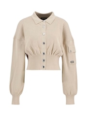 Barbour® International Natural Gigi Knitted Bomber Jacket - Image 6 of 7