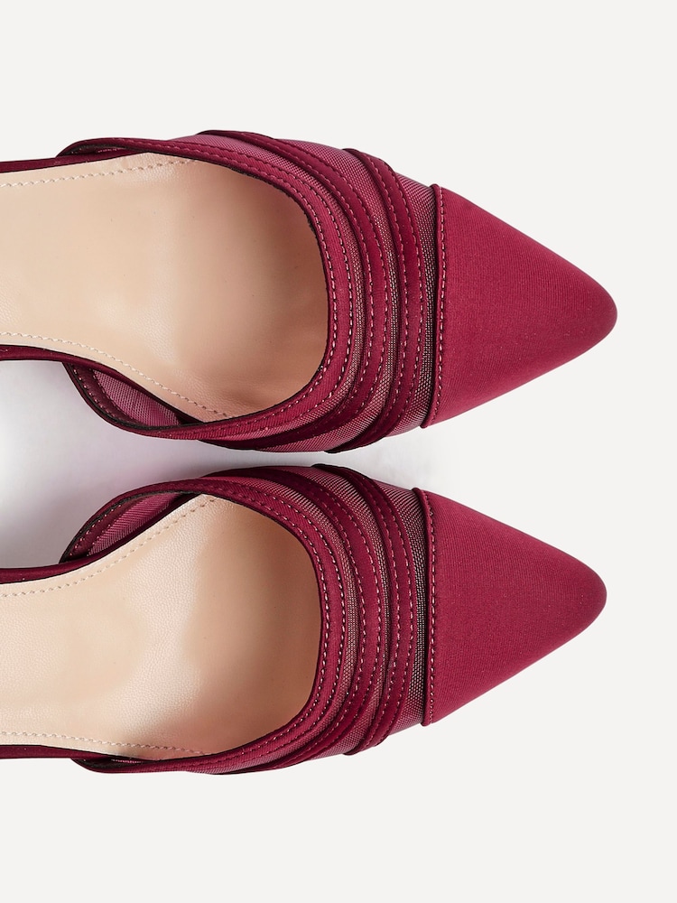 Linzi Red Tasha Block Court Heels Shoes With Mesh Front Detail - Image 5 of 5 Linzi Red Tasha Block Court Heels Shoes With Mesh Front Detail - Image 5 of 5