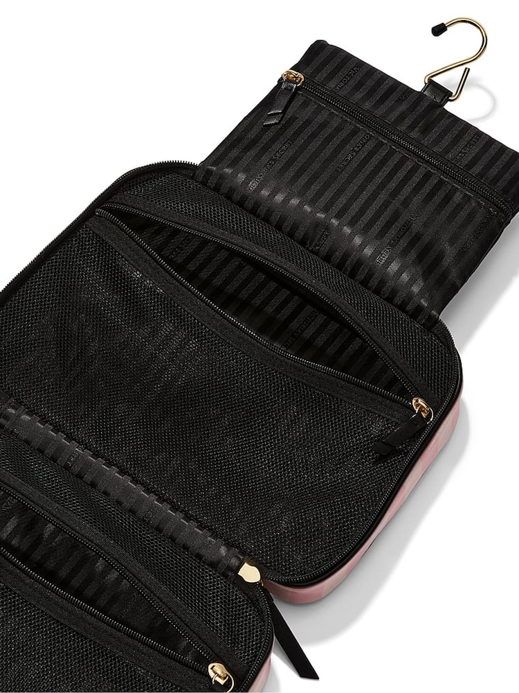 Victoria's Secret Iconic Stripe Pink Jetsetter Hanging Makeup Bag - Image 2 of 3 Victoria's Secret Iconic Stripe Pink Jetsetter Hanging Makeup Bag - Image 2 of 3