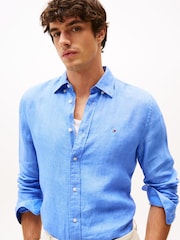 Azul - Camisa Tommy Hilfiger Regular fit de linho puro - Imagem 4 de 6