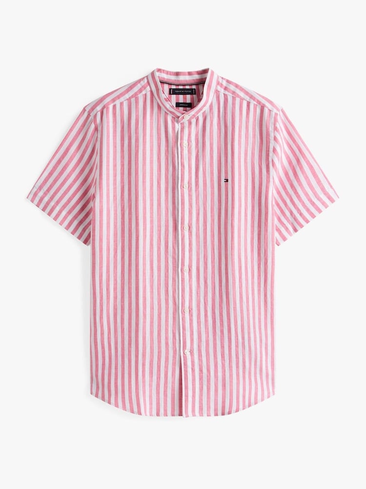 Tommy Hilfiger Pink Linen Blend Striped Shirt - Image 5 of 5