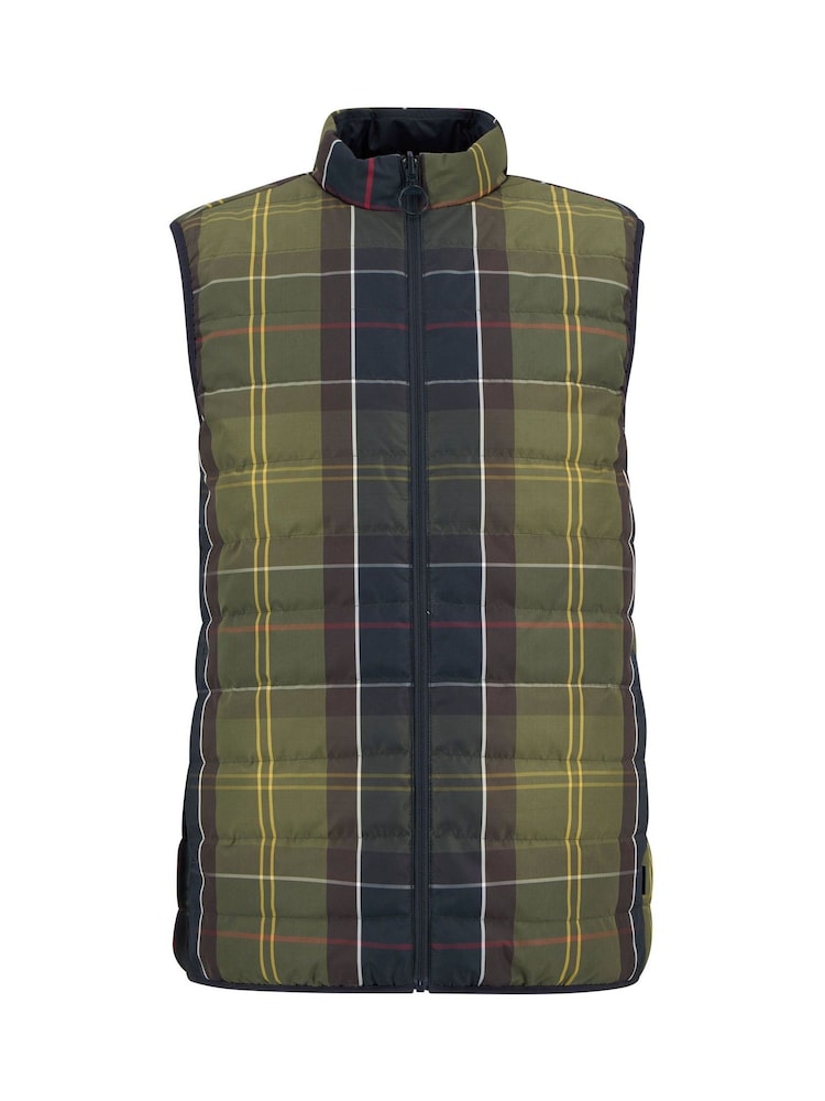 Barbour Brown Reversible Tartan Puffer Gilet - Image 1 of 2
