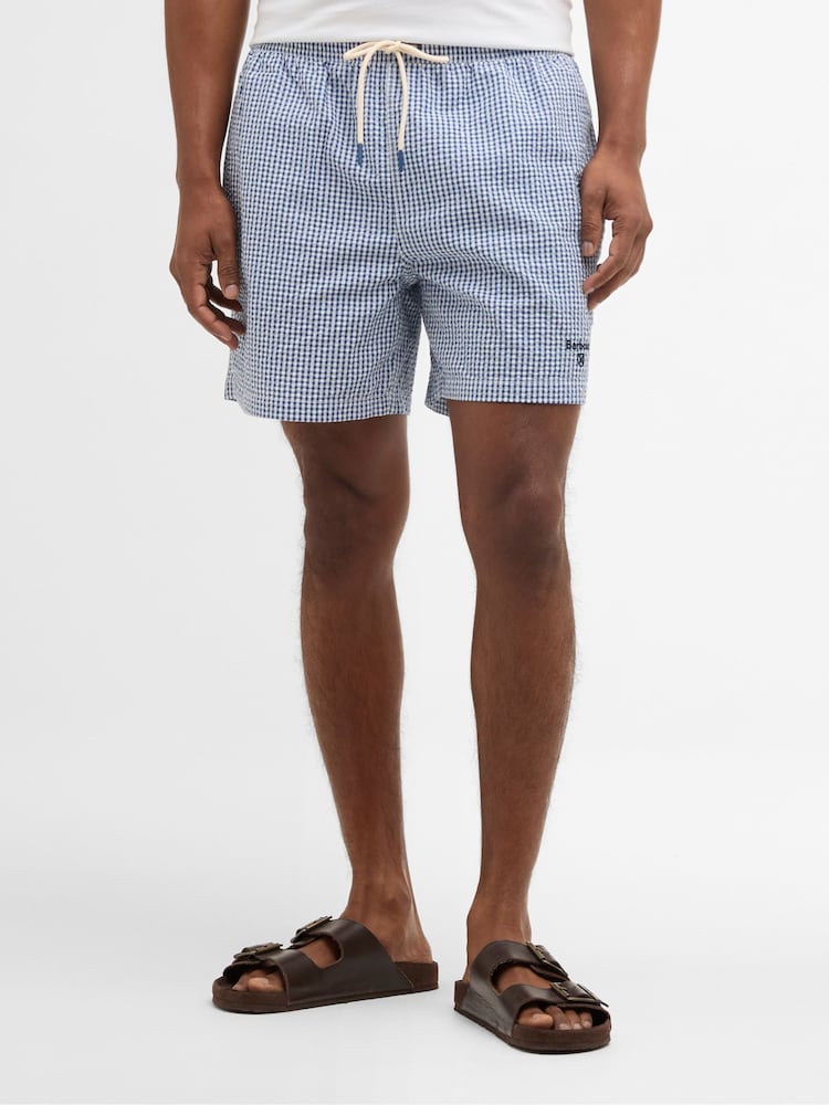 ®Barbour מכנסי שחייה קצרים מבד סירסאקר בדוגמת ג'ינגהם - תמונה 2 מתוך 6