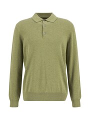 Barbour® Green Pima Cotton Knitted Polo Shirt - Image 7 of 8