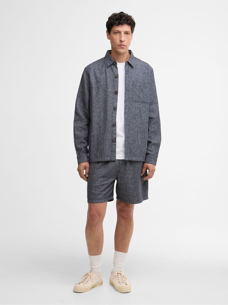 Barbour Blue Stillwater Linen Blend Shorts - Image 1 of 6