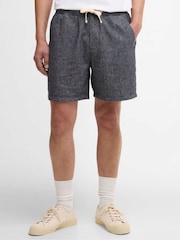 Barbour Blue Stillwater Linen Blend Shorts - Image 2 of 6