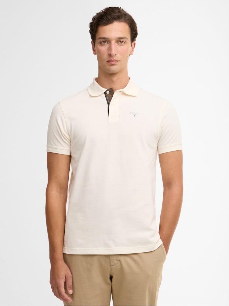 Barbour® White Tartan Pique Polo Shirt - Image 1 of 5