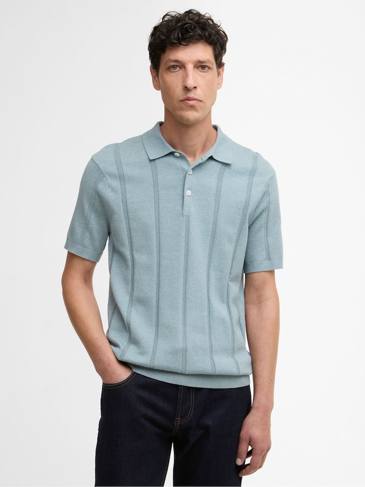 Barbour® Grey Wellburn Knitted Polo Shirt - Image 1 of 7