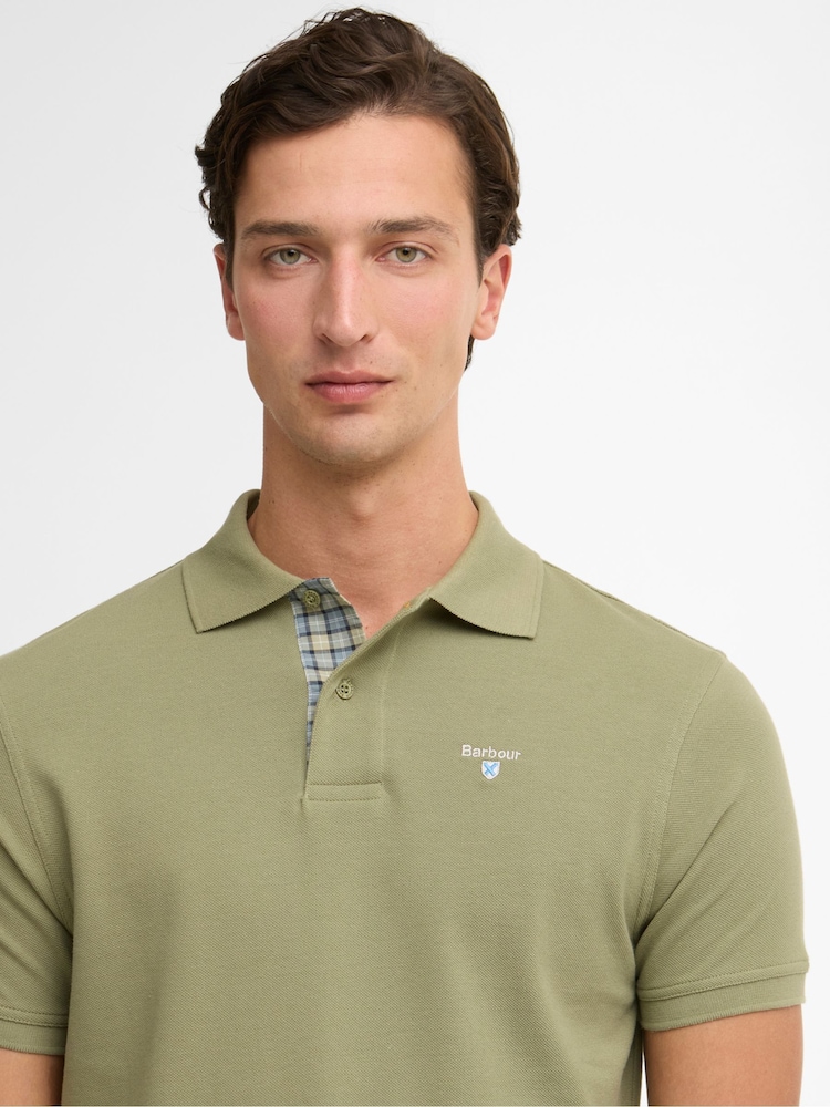 Barbour® Green Short Sleeve Classic Polo Shirt - Image 7 of 7