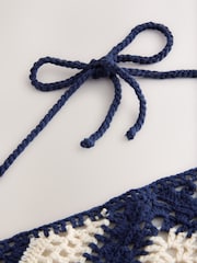 Navy Blue Triangle Crochet Headscarf - Image 2 of 3