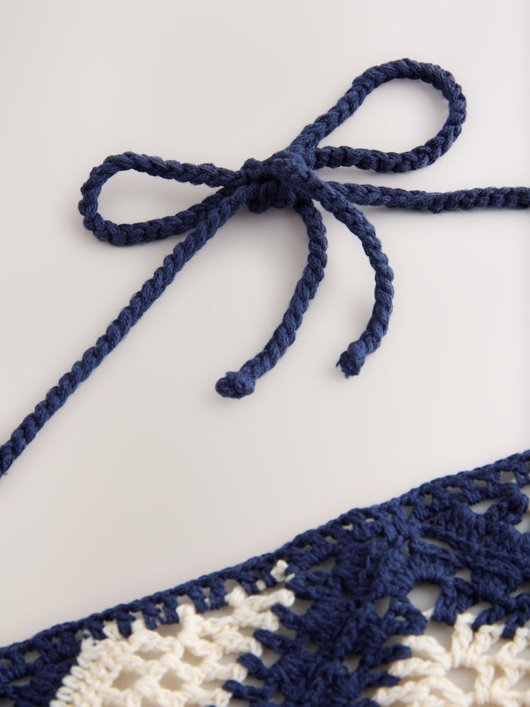 Navy Blue Triangle Crochet Headscarf - Image 2 of 3