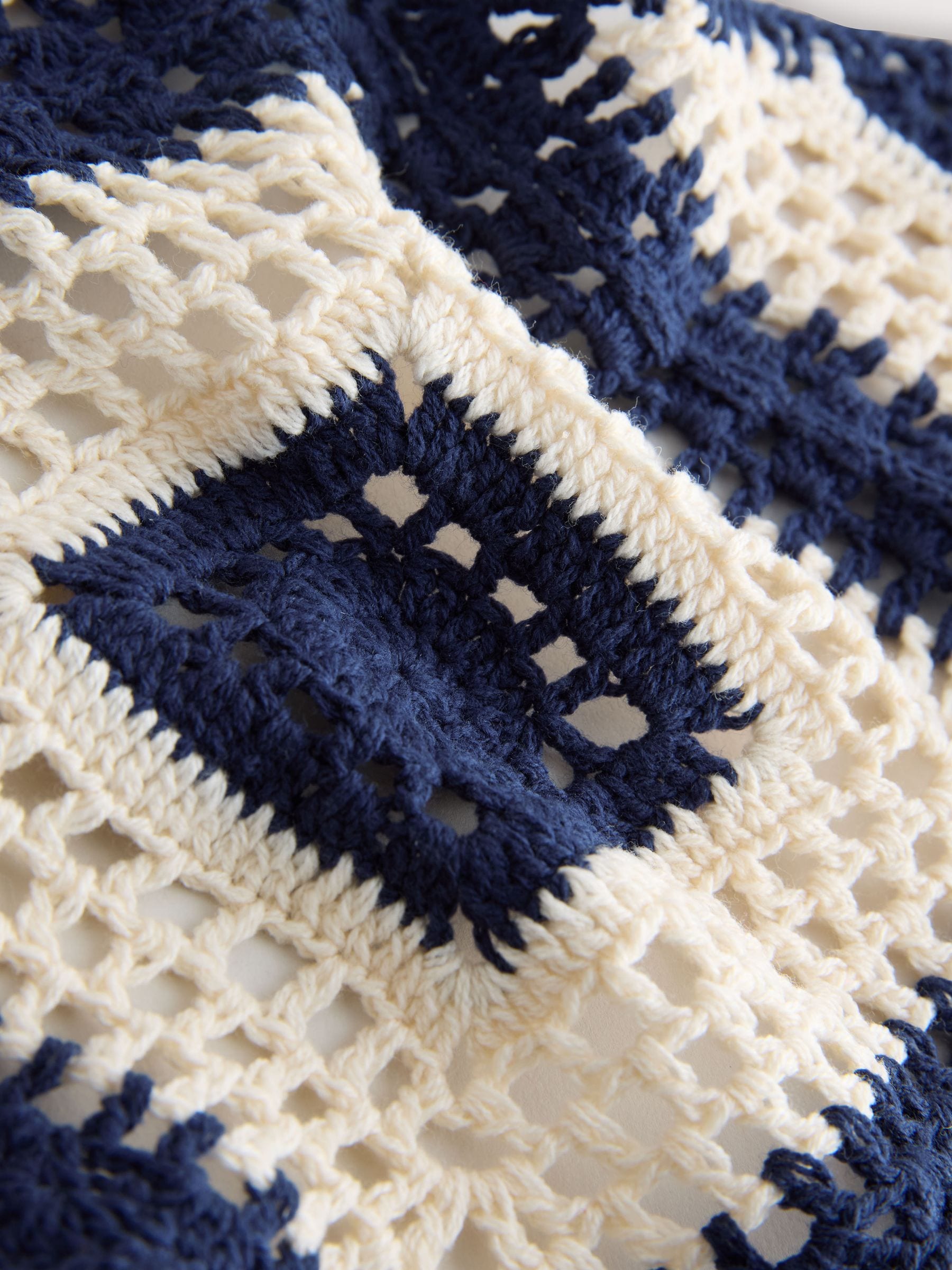 トップス THE SHISHIKUI Crochet / Navy Buy Navy Blue Crochet Knit Open Neck Polo Top from the Next UK