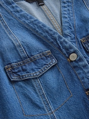 Dunkelblau - Denim Sleeveless Button Through Midi Dress - Bild 6 von 7